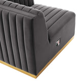 Conjure Channel Tufted Performance Velvet Right-Arm Chair - Modern Glam & Stain-Resistant Modular Seating