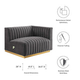 Conjure Channel Tufted Performance Velvet Right-Arm Chair - Modern Glam & Stain-Resistant Modular Seating