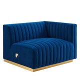 Conjure Channel Tufted Performance Velvet Right-Arm Chair - Modern Glam & Stain-Resistant Modular Seating