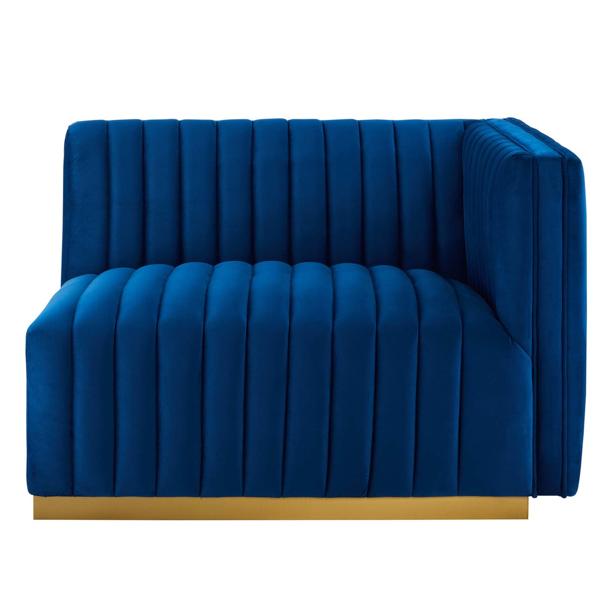 Conjure Channel Tufted Performance Velvet Right-Arm Chair - Modern Glam & Stain-Resistant Modular Seating