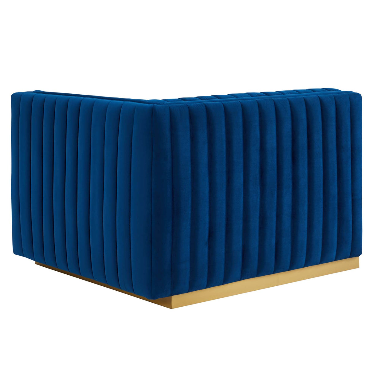 Conjure Channel Tufted Performance Velvet Right-Arm Chair - Modern Glam & Stain-Resistant Modular Seating
