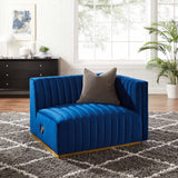 Conjure Channel Tufted Performance Velvet Right-Arm Chair - Modern Glam & Stain-Resistant Modular Seating