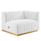 Conjure Channel Tufted Performance Velvet Right-Arm Chair - Modern Glam & Stain-Resistant Modular Seating