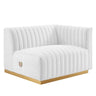 Conjure Channel Tufted Performance Velvet Right-Arm Chair - Modern Glam & Stain-Resistant Modular Seating
