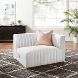 Conjure Channel Tufted Performance Velvet Right-Arm Chair - Modern Glam & Stain-Resistant Modular Seating