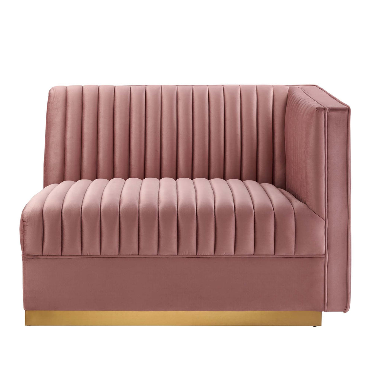 Sanguine Channel Tufted Performance Velvet Modular Sectional Sofa Right-Arm Chair - Retro Modern Glamour & Stain-Resistant Modular Seating