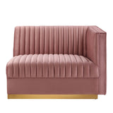 Sanguine Channel Tufted Performance Velvet Modular Sectional Sofa Right-Arm Chair - Retro Modern Glamour & Stain-Resistant Modular Seating