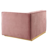 Sanguine Channel Tufted Performance Velvet Modular Sectional Sofa Right-Arm Chair - Retro Modern Glamour & Stain-Resistant Modular Seating