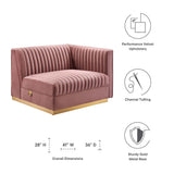 Sanguine Channel Tufted Performance Velvet Modular Sectional Sofa Right-Arm Chair - Retro Modern Glamour & Stain-Resistant Modular Seating