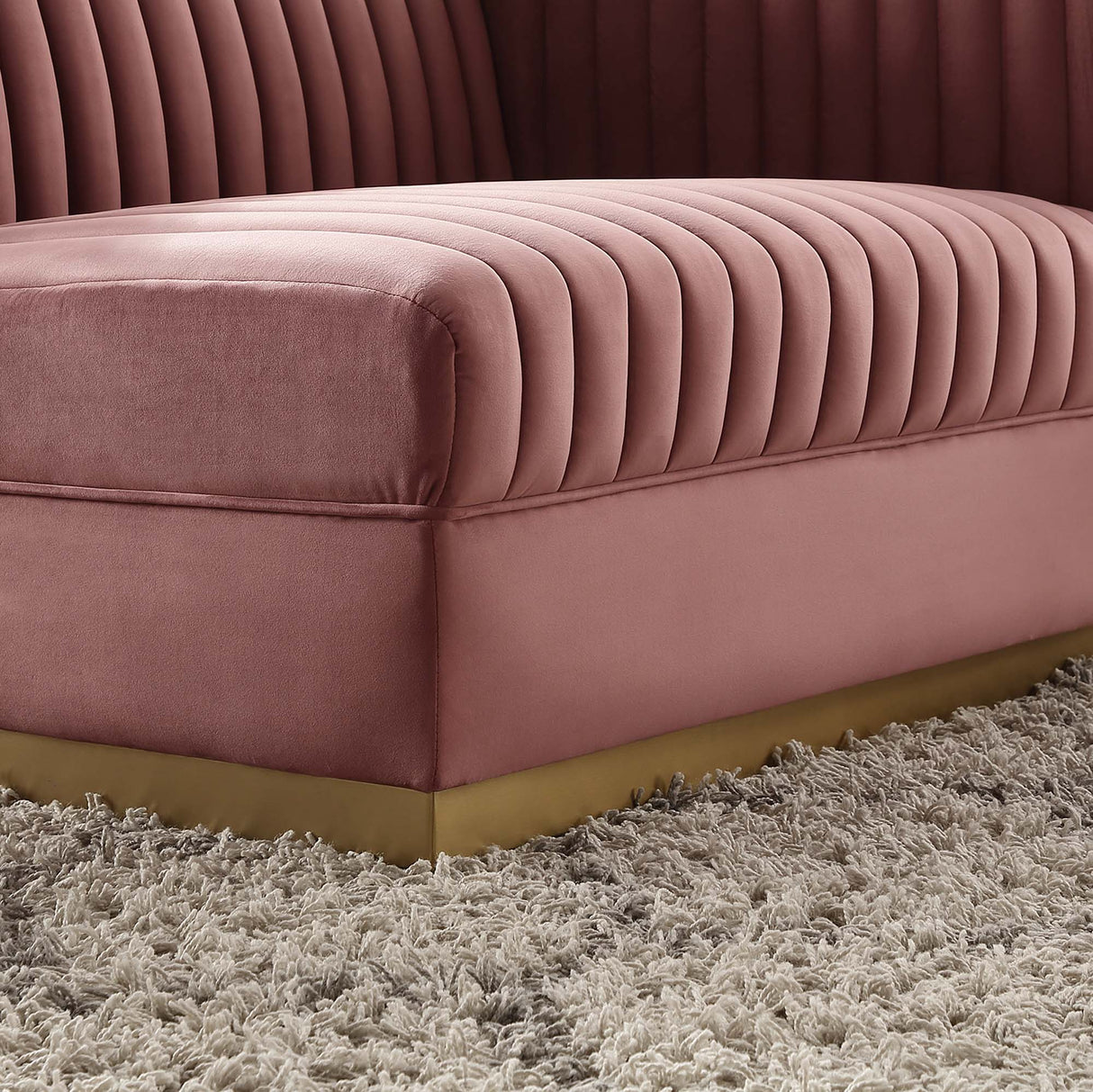 Sanguine Channel Tufted Performance Velvet Modular Sectional Sofa Right-Arm Chair - Retro Modern Glamour & Stain-Resistant Modular Seating