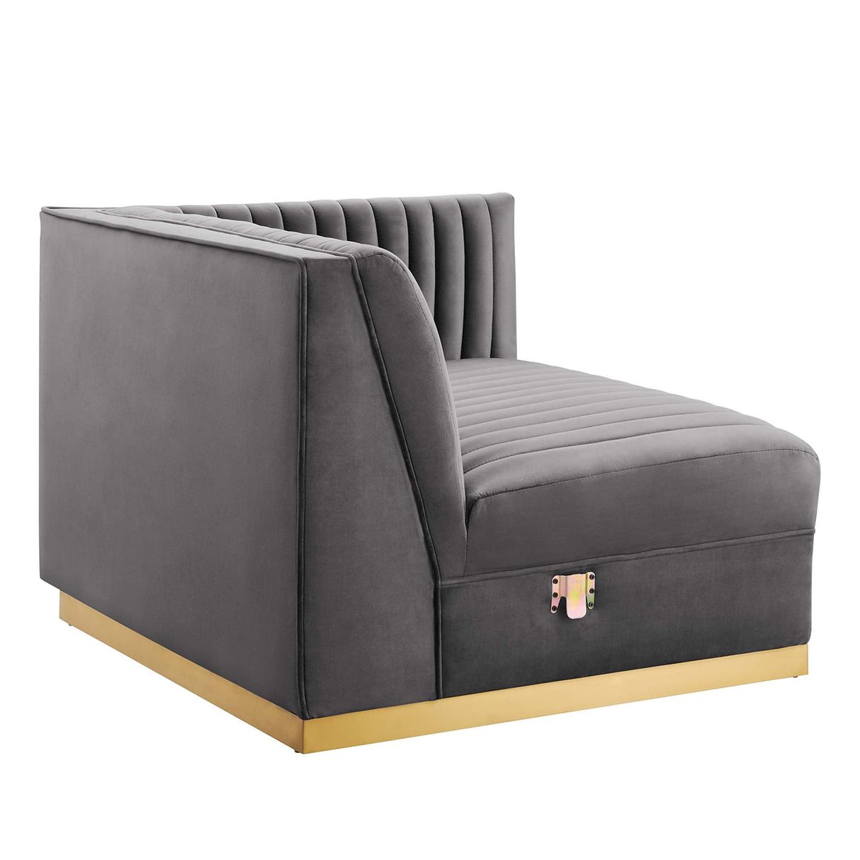 Sanguine Channel Tufted Performance Velvet Modular Sectional Sofa Right-Arm Chair - Retro Modern Glamour & Stain-Resistant Modular Seating