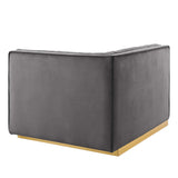Sanguine Channel Tufted Performance Velvet Modular Sectional Sofa Right-Arm Chair - Retro Modern Glamour & Stain-Resistant Modular Seating