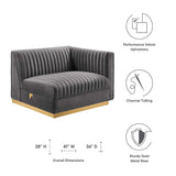Sanguine Channel Tufted Performance Velvet Modular Sectional Sofa Right-Arm Chair - Retro Modern Glamour & Stain-Resistant Modular Seating