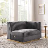 Sanguine Channel Tufted Performance Velvet Modular Sectional Sofa Right-Arm Chair - Retro Modern Glamour & Stain-Resistant Modular Seating