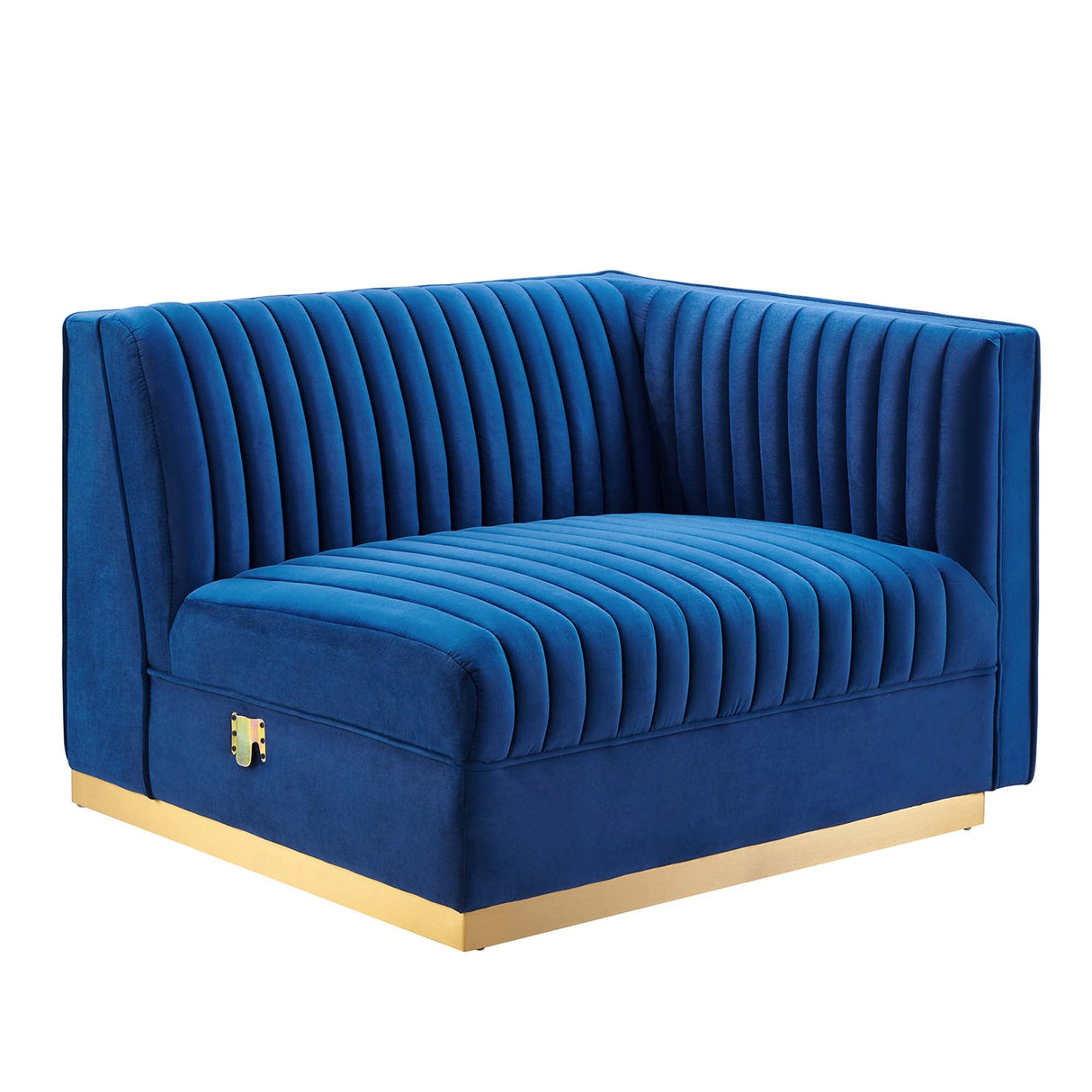 Sanguine Channel Tufted Performance Velvet Modular Sectional Sofa Right-Arm Chair - Retro Modern Glamour & Stain-Resistant Modular Seating