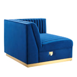 Sanguine Channel Tufted Performance Velvet Modular Sectional Sofa Right-Arm Chair - Retro Modern Glamour & Stain-Resistant Modular Seating