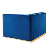Sanguine Channel Tufted Performance Velvet Modular Sectional Sofa Right-Arm Chair - Retro Modern Glamour & Stain-Resistant Modular Seating