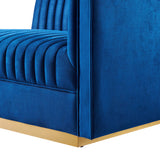 Sanguine Channel Tufted Performance Velvet Modular Sectional Sofa Right-Arm Chair - Retro Modern Glamour & Stain-Resistant Modular Seating
