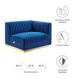 Sanguine Channel Tufted Performance Velvet Modular Sectional Sofa Right-Arm Chair - Retro Modern Glamour & Stain-Resistant Modular Seating