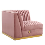 Sanguine Channel Tufted Performance Velvet Modular Sectional Left Corner Chair - Retro Glam & Stain-Resistant