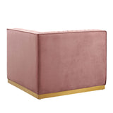 Sanguine Channel Tufted Performance Velvet Modular Sectional Left Corner Chair - Retro Glam & Stain-Resistant