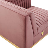 Sanguine Channel Tufted Performance Velvet Modular Sectional Left Corner Chair - Retro Glam & Stain-Resistant