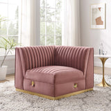Sanguine Channel Tufted Performance Velvet Modular Sectional Left Corner Chair - Retro Glam & Stain-Resistant