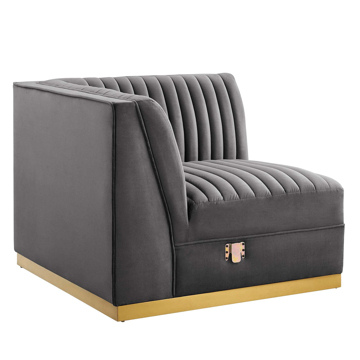 Sanguine Channel Tufted Performance Velvet Modular Sectional Left Corner Chair - Retro Glam & Stain-Resistant