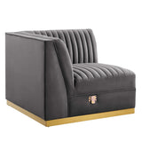 Sanguine Channel Tufted Performance Velvet Modular Sectional Left Corner Chair - Retro Glam & Stain-Resistant