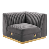Sanguine Channel Tufted Performance Velvet Modular Sectional Left Corner Chair - Retro Glam & Stain-Resistant