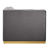 Sanguine Channel Tufted Performance Velvet Modular Sectional Left Corner Chair - Retro Glam & Stain-Resistant