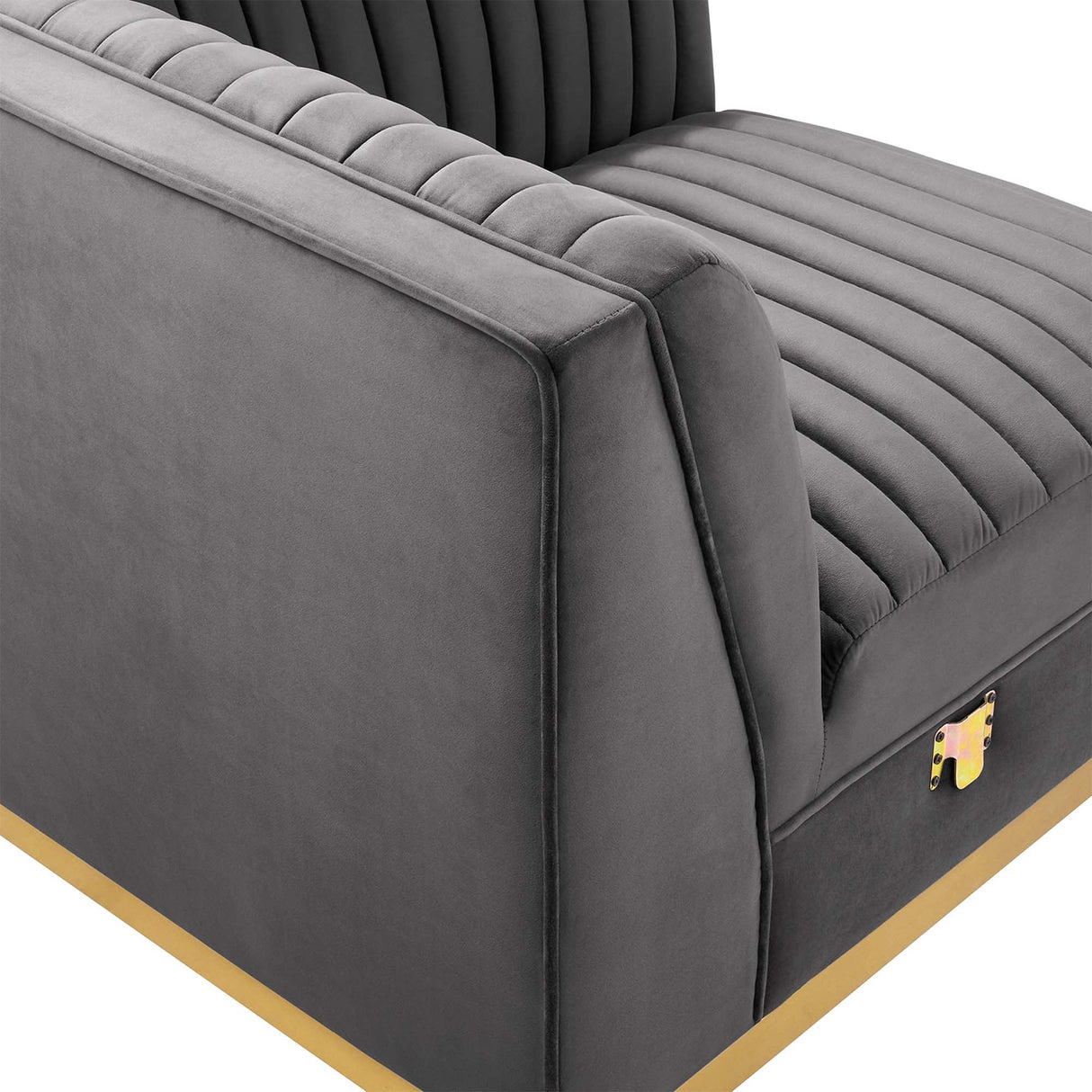 Sanguine Channel Tufted Performance Velvet Modular Sectional Left Corner Chair - Retro Glam & Stain-Resistant