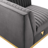 Sanguine Channel Tufted Performance Velvet Modular Sectional Left Corner Chair - Retro Glam & Stain-Resistant