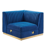 Sanguine Channel Tufted Performance Velvet Modular Sectional Left Corner Chair - Retro Glam & Stain-Resistant
