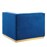 Sanguine Channel Tufted Performance Velvet Modular Sectional Left Corner Chair - Retro Glam & Stain-Resistant