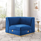 Sanguine Channel Tufted Performance Velvet Modular Sectional Left Corner Chair - Retro Glam & Stain-Resistant