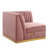 Sanguine Channel Tufted Performance Velvet Modular Sectional Sofa Right Corner Chair - Glam Deco & Modular Seating