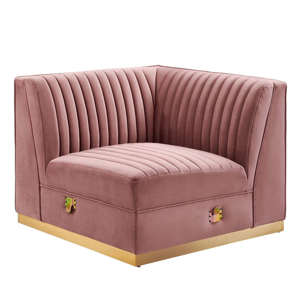 Sanguine Channel Tufted Performance Velvet Modular Sectional Sofa Right Corner Chair - Glam Deco & Modular Seating