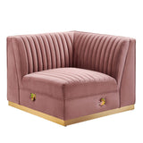 Sanguine Channel Tufted Performance Velvet Modular Sectional Sofa Right Corner Chair - Glam Deco & Modular Seating