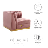 Sanguine Channel Tufted Performance Velvet Modular Sectional Sofa Right Corner Chair - Glam Deco & Modular Seating