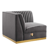 Sanguine Channel Tufted Performance Velvet Modular Sectional Sofa Right Corner Chair - Glam Deco & Modular Seating