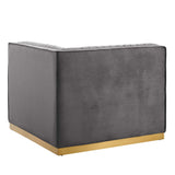 Sanguine Channel Tufted Performance Velvet Modular Sectional Sofa Right Corner Chair - Glam Deco & Modular Seating