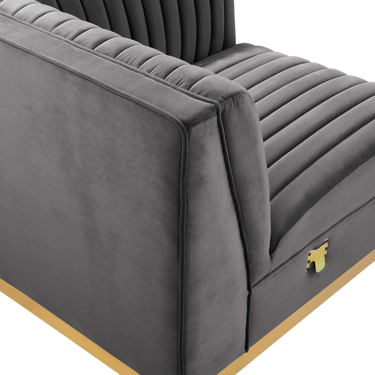Sanguine Channel Tufted Performance Velvet Modular Sectional Sofa Right Corner Chair - Glam Deco & Modular Seating