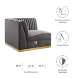 Sanguine Channel Tufted Performance Velvet Modular Sectional Sofa Right Corner Chair - Glam Deco & Modular Seating