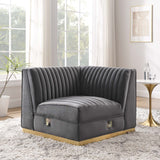 Sanguine Channel Tufted Performance Velvet Modular Sectional Sofa Right Corner Chair - Glam Deco & Modular Seating