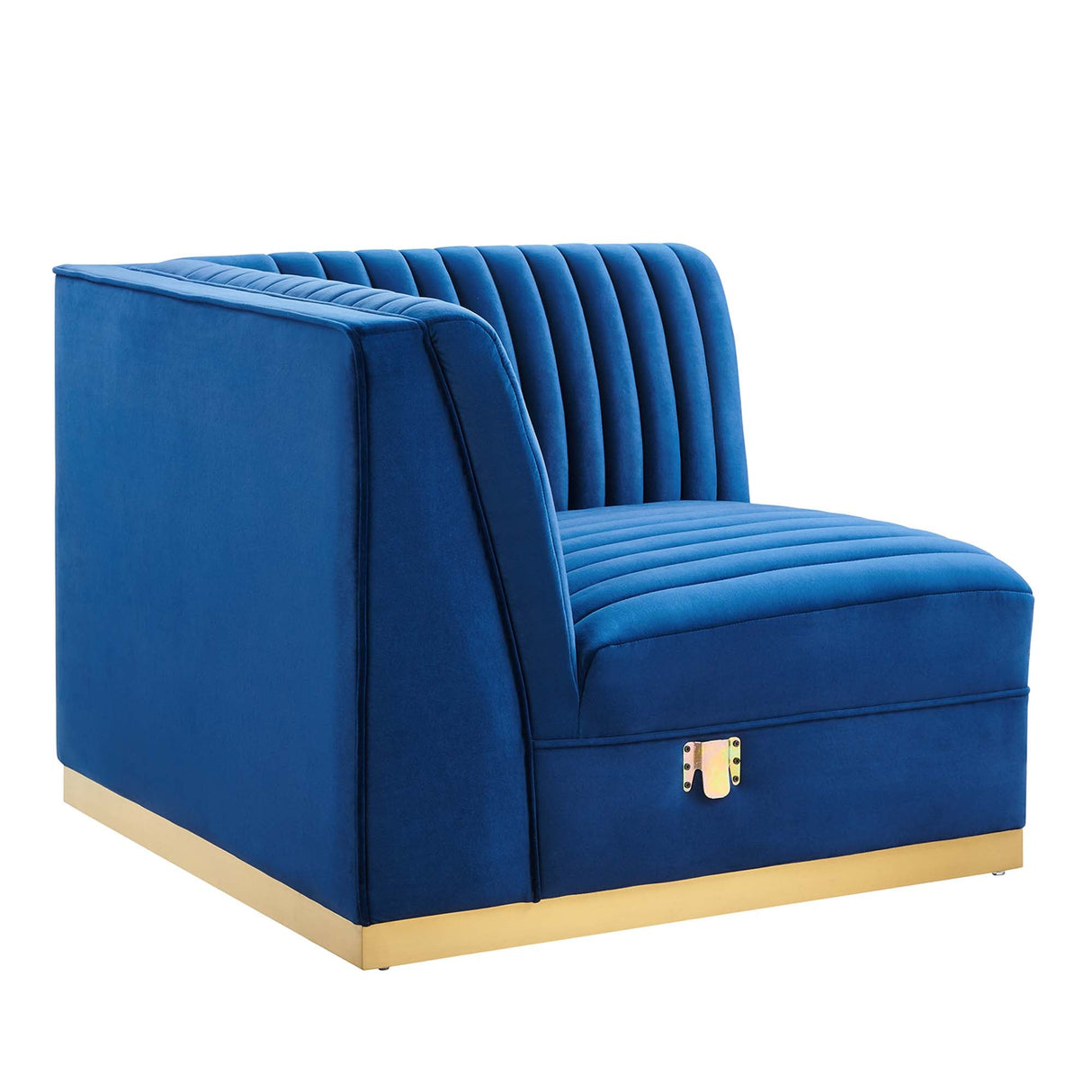 Sanguine Channel Tufted Performance Velvet Modular Sectional Sofa Right Corner Chair - Glam Deco & Modular Seating