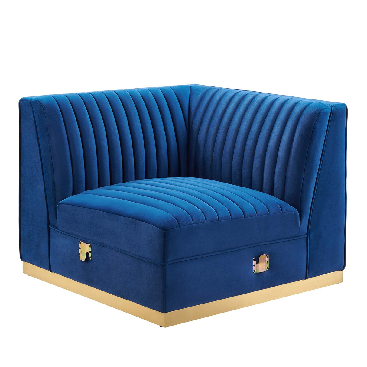 Sanguine Channel Tufted Performance Velvet Modular Sectional Sofa Right Corner Chair - Glam Deco & Modular Seating
