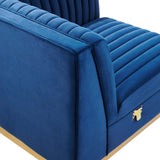 Sanguine Channel Tufted Performance Velvet Modular Sectional Sofa Right Corner Chair - Glam Deco & Modular Seating