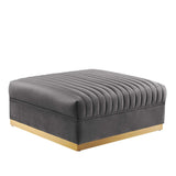 Sanguine Channel Tufted Performance Velvet Modular Sectional Sofa Ottoman - Retro Glam & Performance Seating