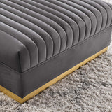 Sanguine Channel Tufted Performance Velvet Modular Sectional Sofa Ottoman - Retro Glam & Performance Seating